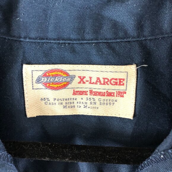 Dickies Mens Navy Blue Button-Up Work Shirt X-Large Short Sleeve Cotton Blend - Picture 3 of 3